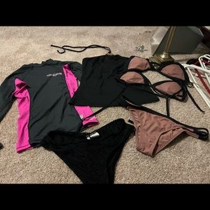 Lot of 6 swim suit pieces XS/S O’Neill Michael Kors Trina Turk